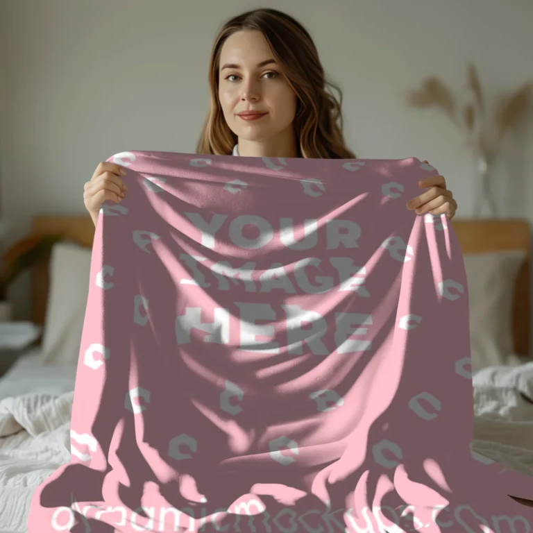 Pink Blanket Mockup Template
