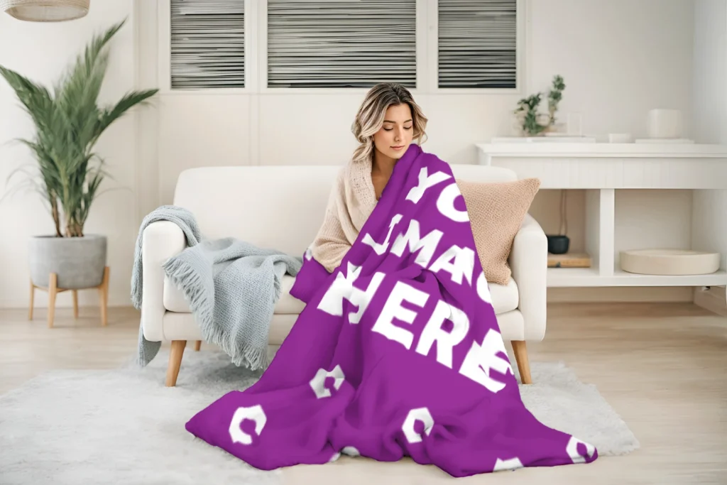 Purple Blanket Mockup Template