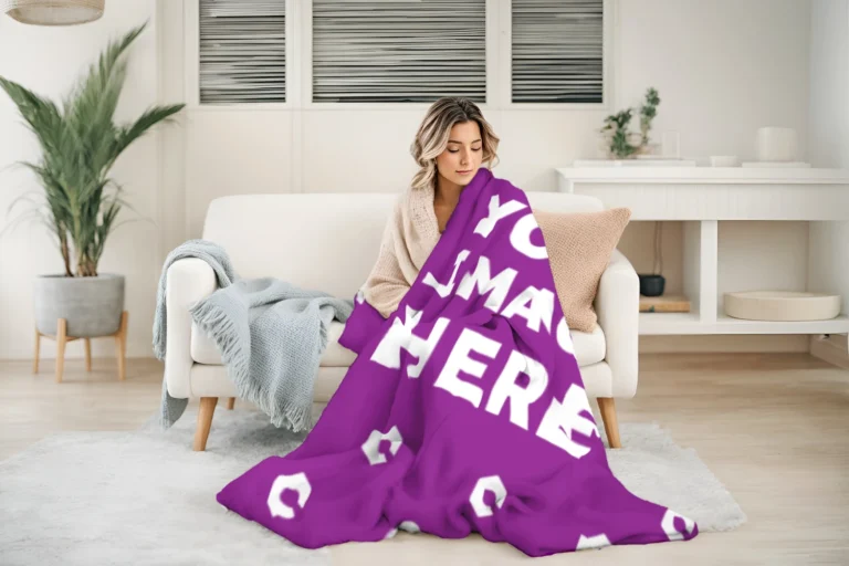Purple Blanket Mockup Template