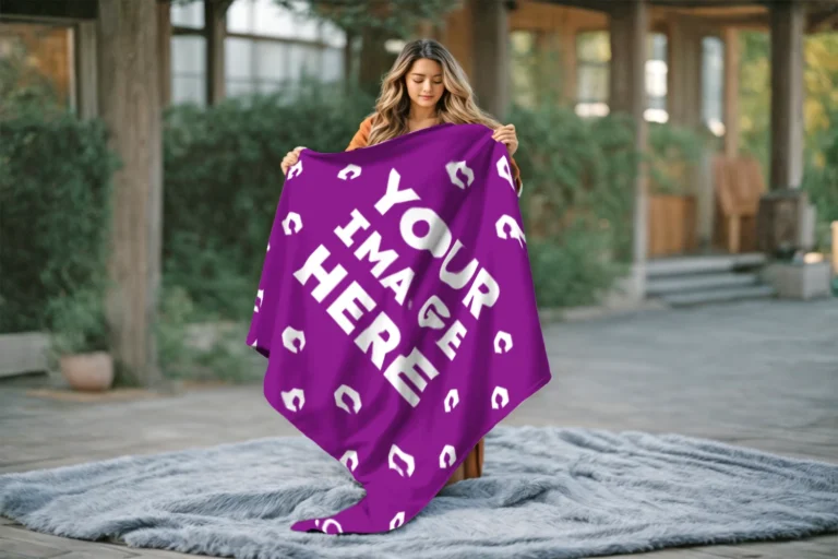 Purple Blanket Mockup Template