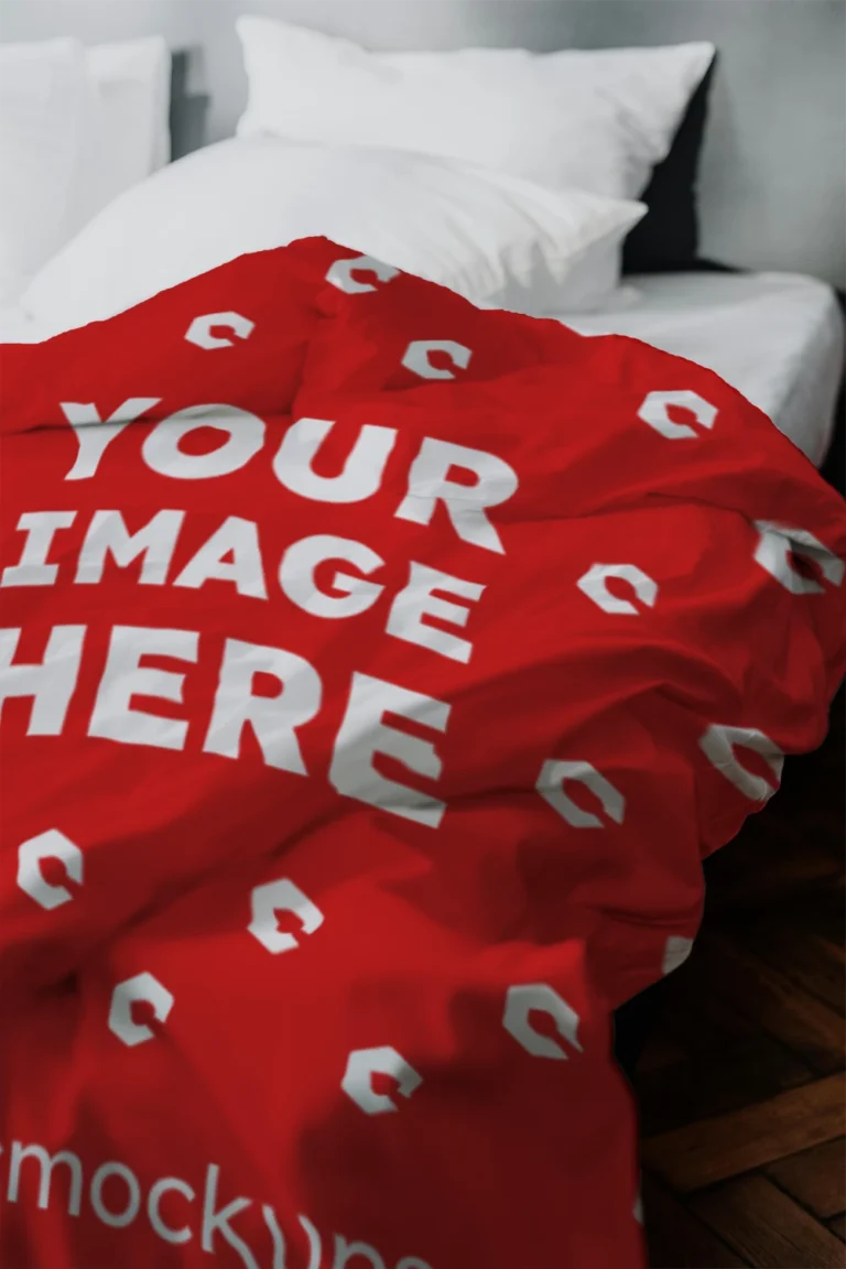 Red Blanket Mockup Template