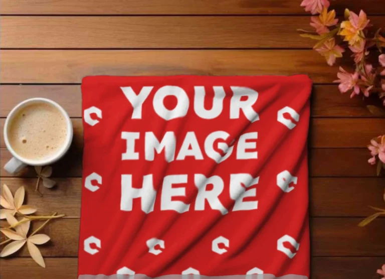 Red Blanket Mockup Template