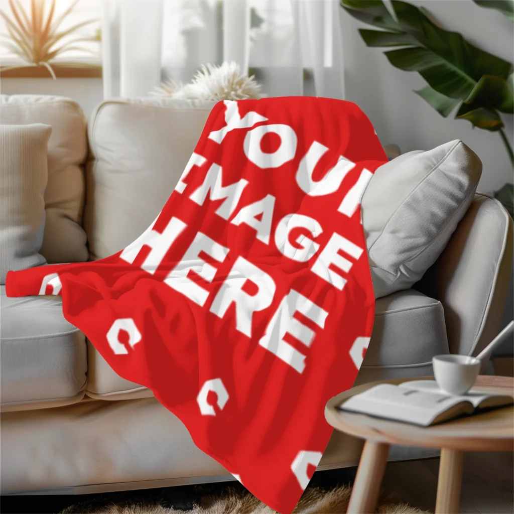 Red Blanket Mockup Template