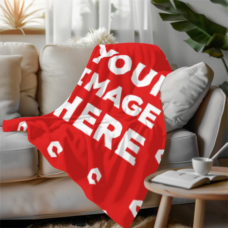 Red Blanket Mockup Template