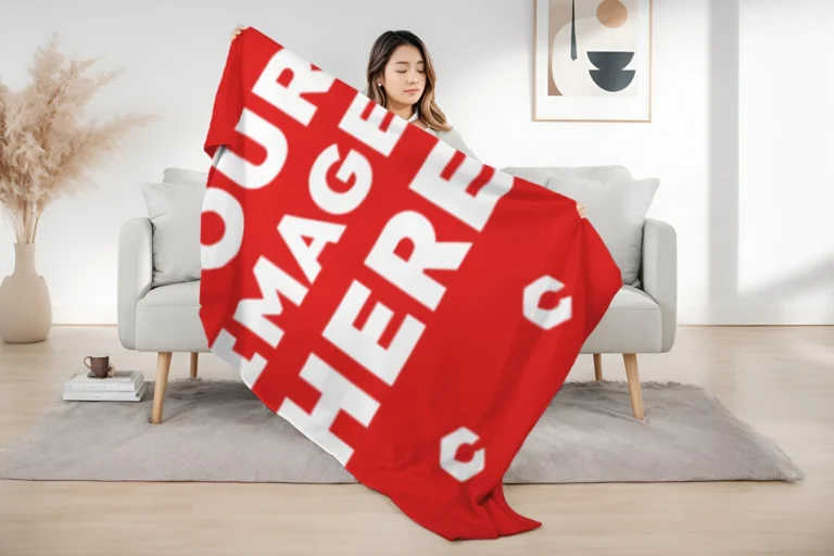 Red Blanket Mockup Template