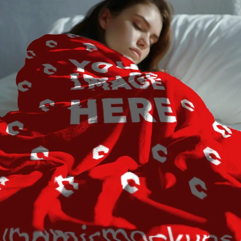 Red Blanket Mockup Template