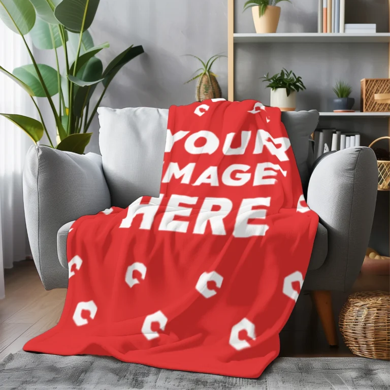 Red Blanket Mockup Template