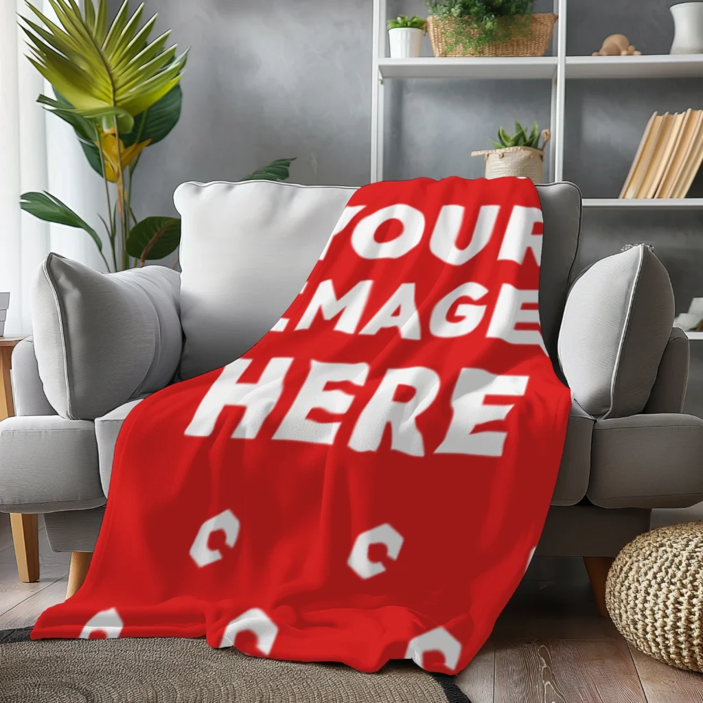 Red Blanket Mockup Template