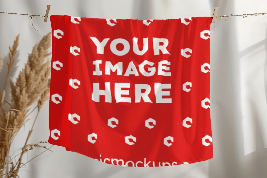 Red Blanket Mockup Template