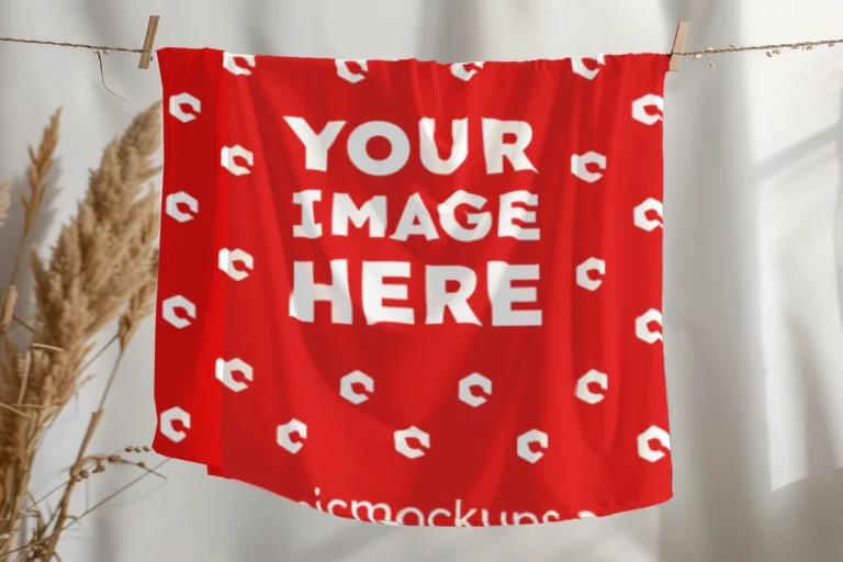 Red Blanket Mockup Template