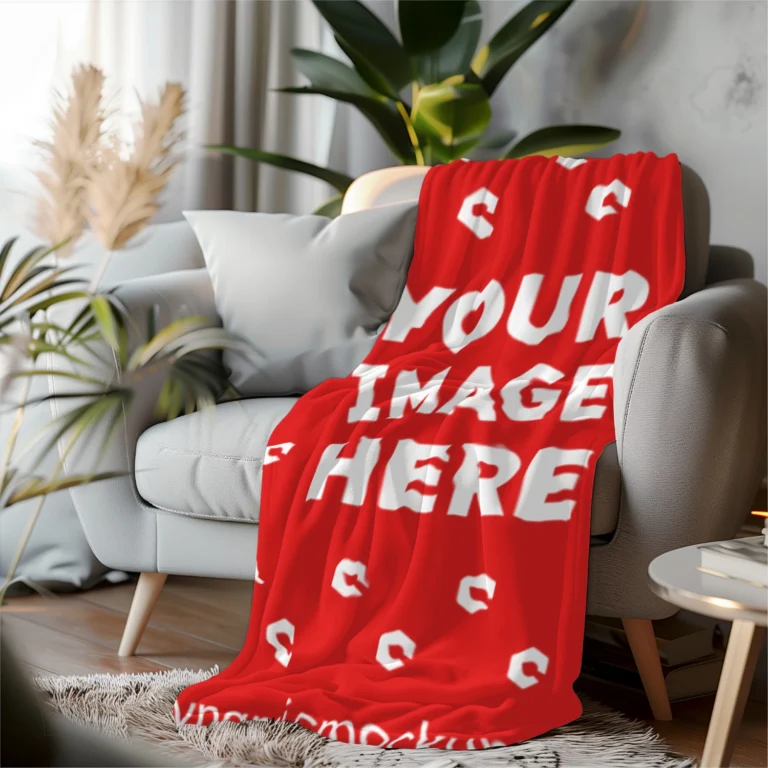 Red Blanket Mockup Template