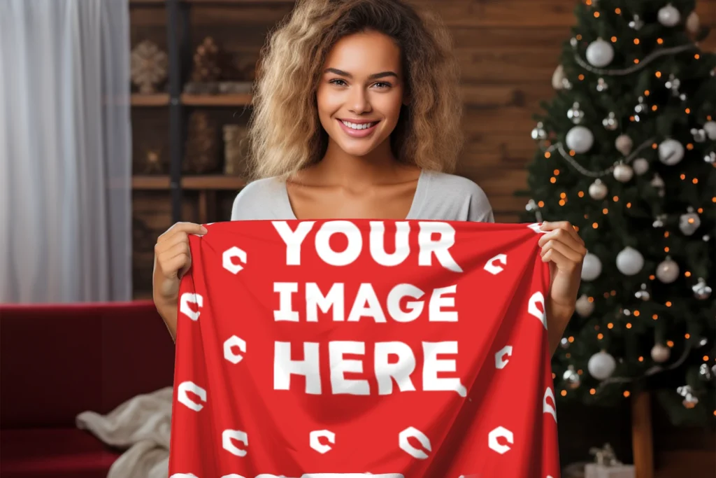 Red Blanket Mockup Template
