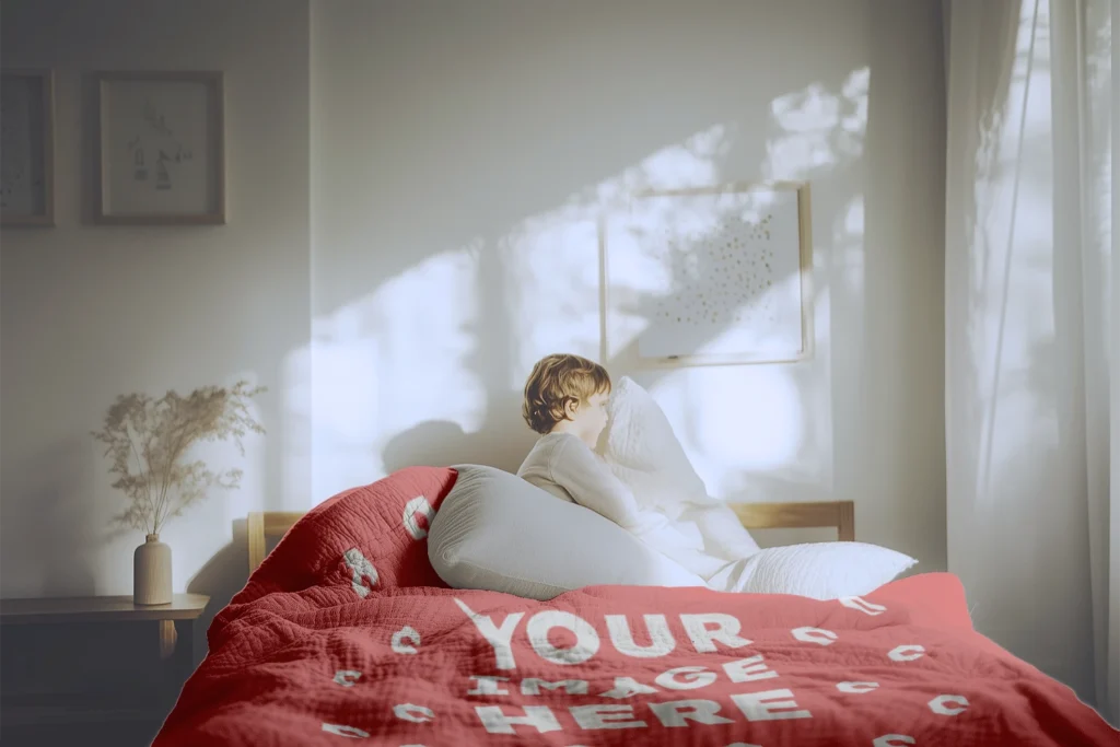 Red Blanket Mockup Template