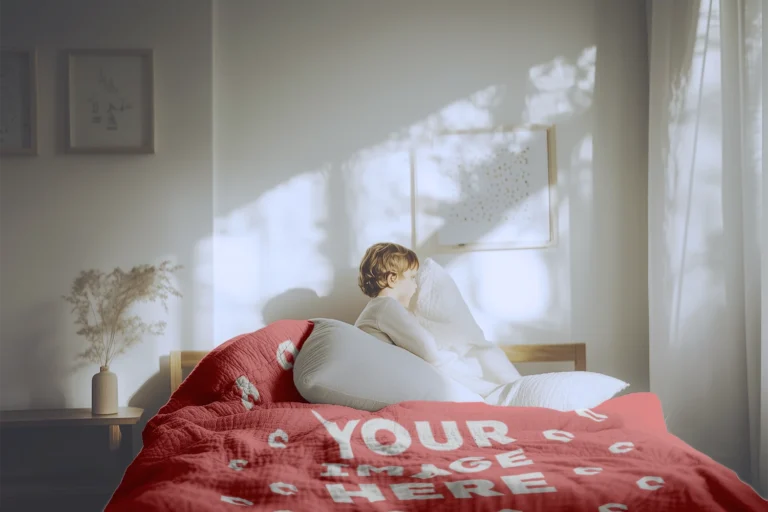 Red Blanket Mockup Template