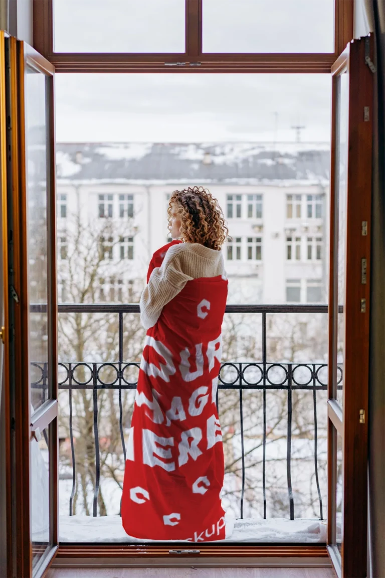 Red Blanket Mockup Template