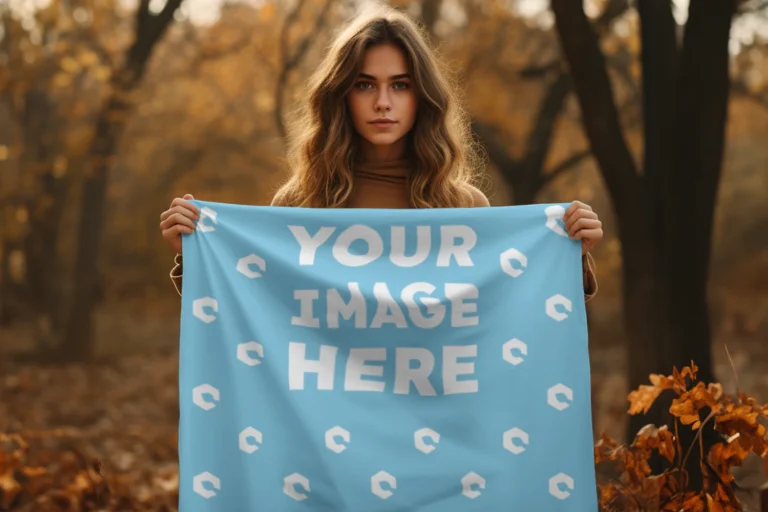 Sky Blue Blanket Mockup Template
