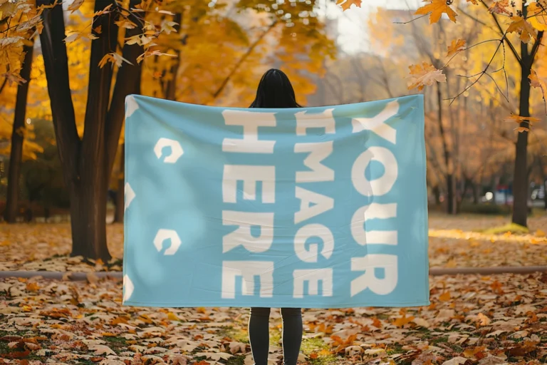 Sky Blue Blanket Mockup Template