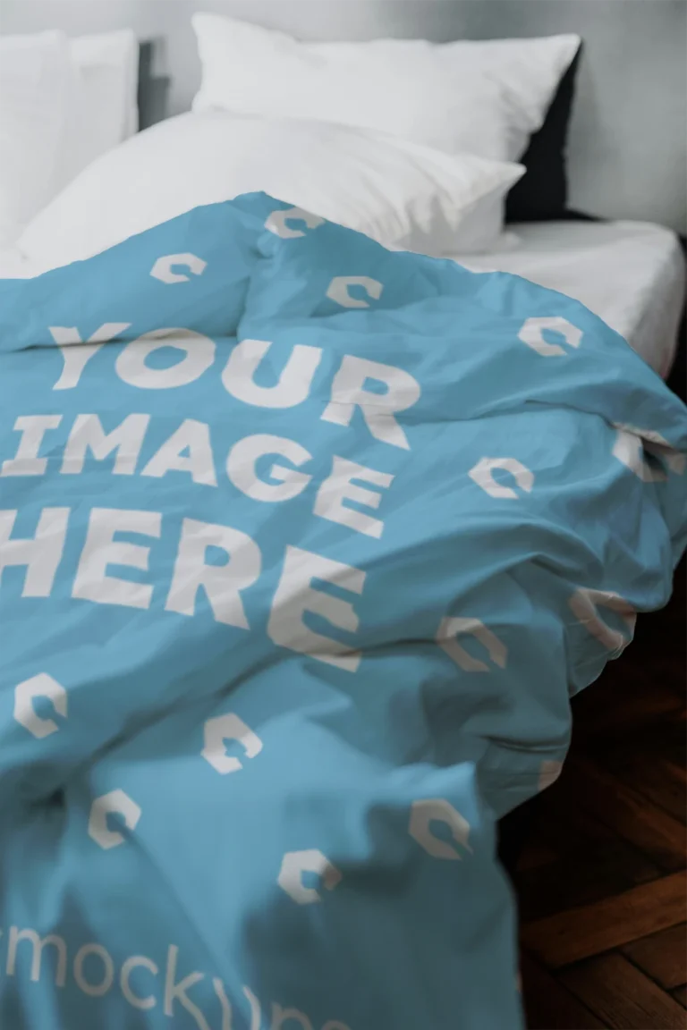 Sky Blue Blanket Mockup Template