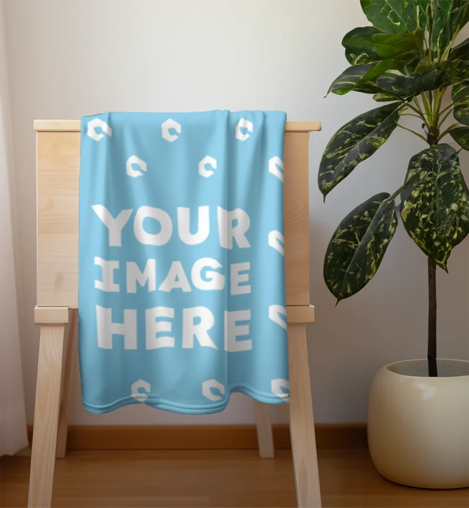 Sky Blue Blanket Mockup Template