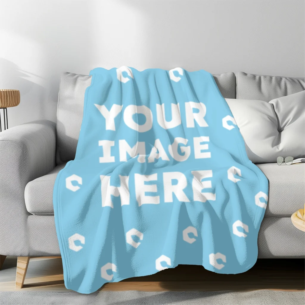 Sky Blue Blanket Mockup Template