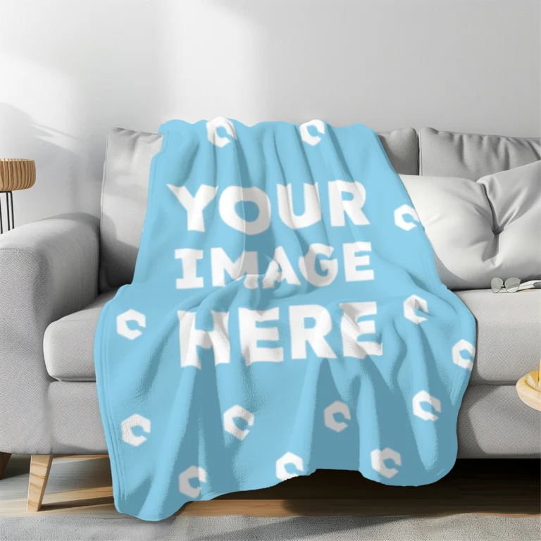 Sky Blue Blanket Mockup Template