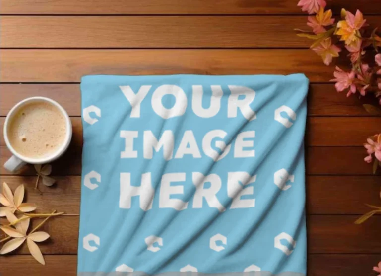 Sky Blue Blanket Mockup Template