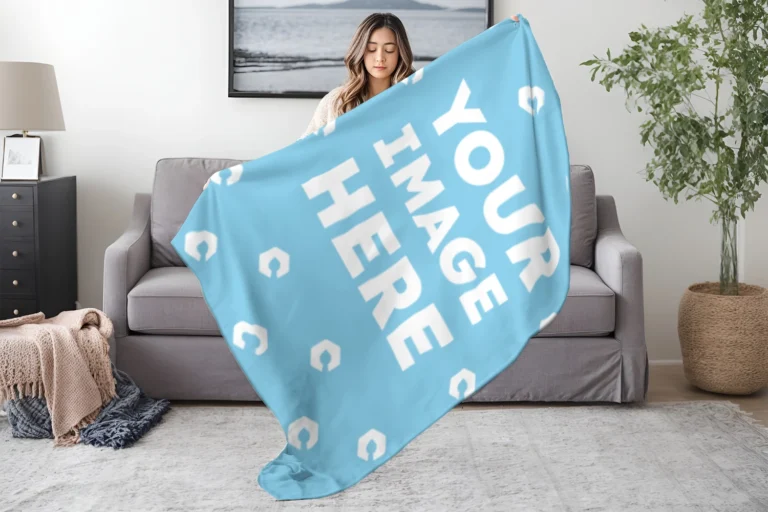 Sky Blue Blanket Mockup Template