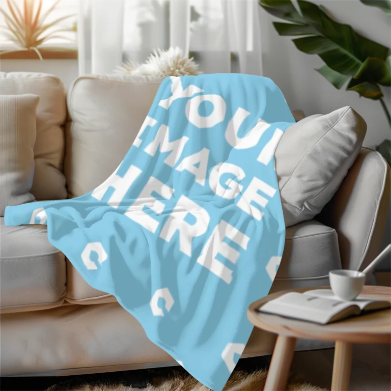 Sky Blue Blanket Mockup Template