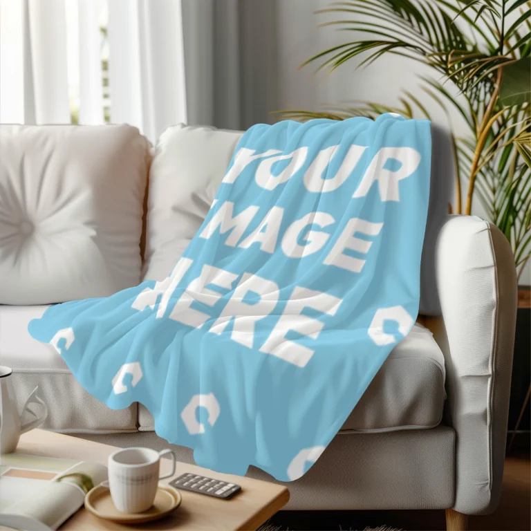 Sky Blue Blanket Mockup Template