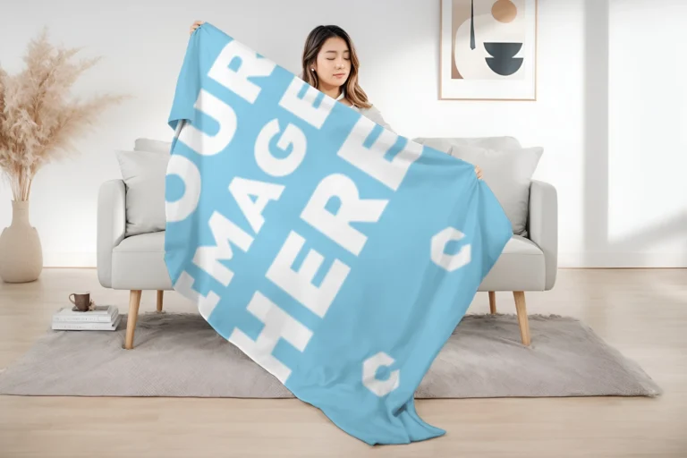 Sky Blue Blanket Mockup Template