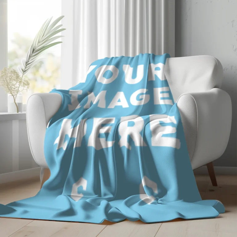 Sky Blue Blanket Mockup Template