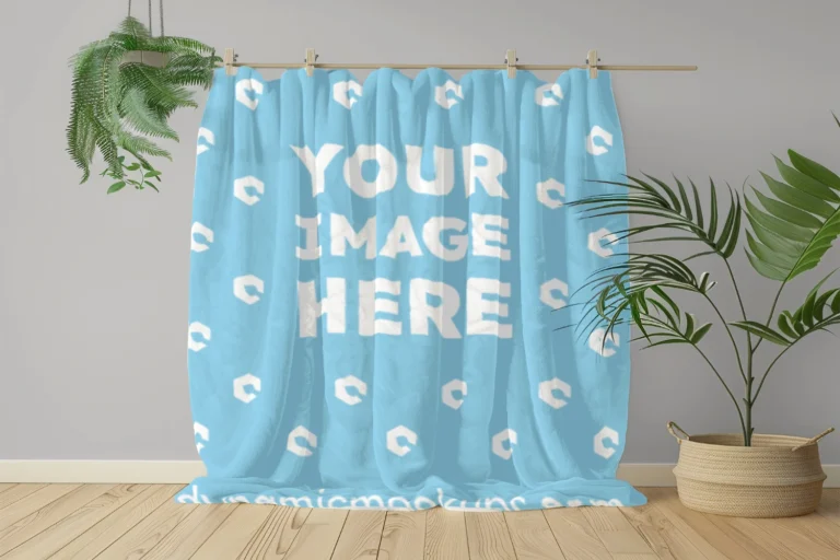 Sky Blue Blanket Mockup Template