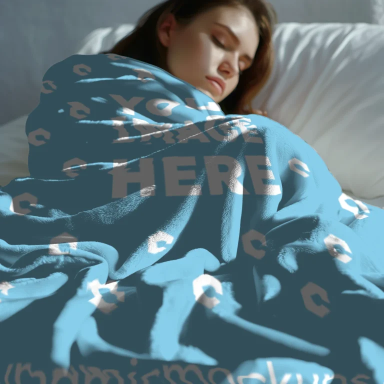 Sky Blue Blanket Mockup Template