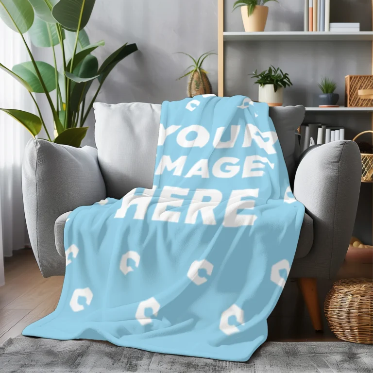 Sky Blue Blanket Mockup Template
