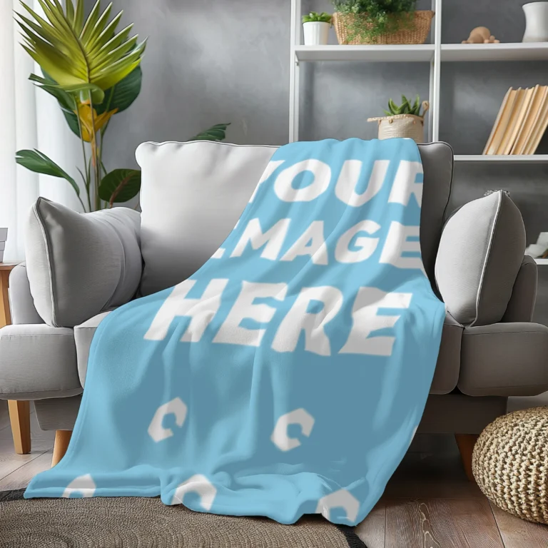 Sky Blue Blanket Mockup Template