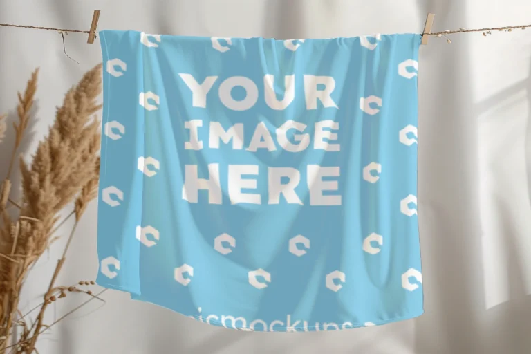 Sky Blue Blanket Mockup Template