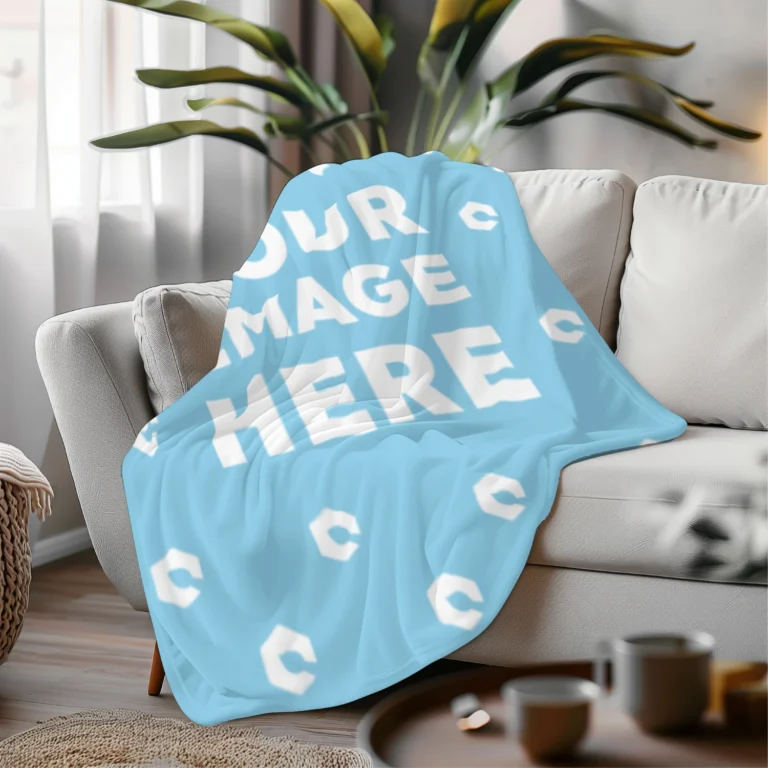 Sky Blue Blanket Mockup Template