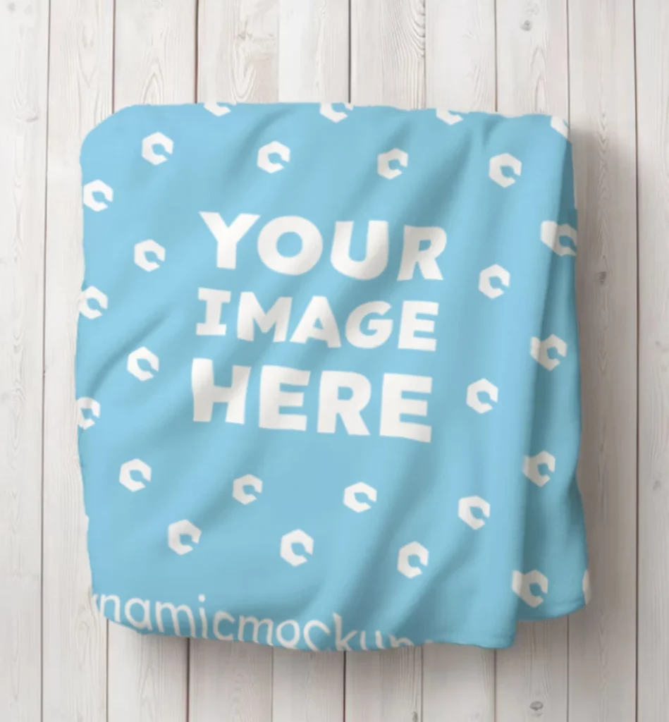 Sky Blue Blanket Mockup Template
