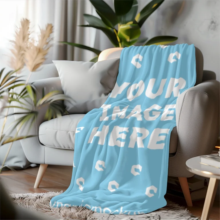 Sky Blue Blanket Mockup Template