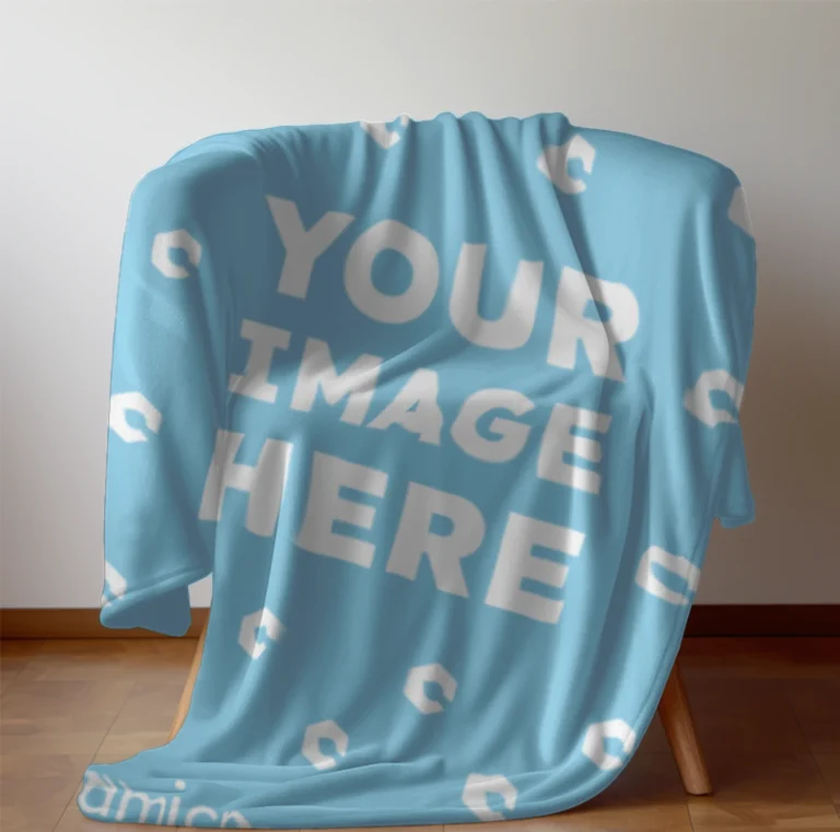 Sky Blue Blanket Mockup Template