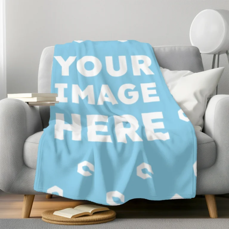 Sky Blue Blanket Mockup Template