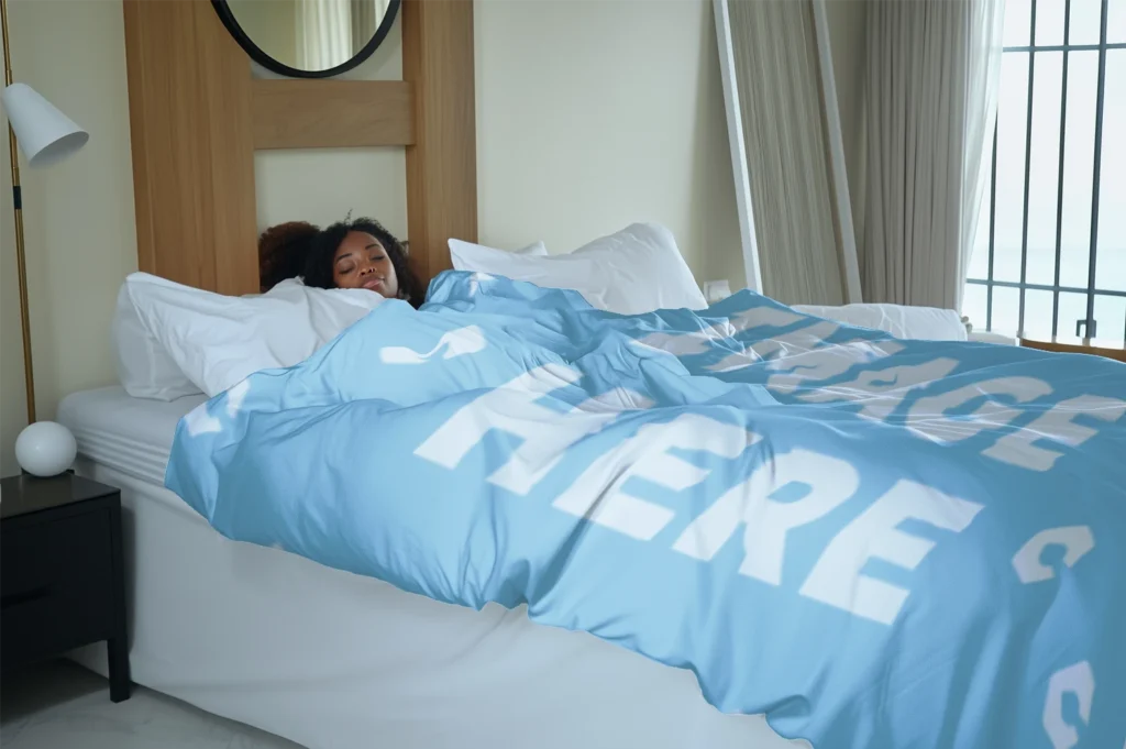 Sky Blue Blanket Mockup Template
