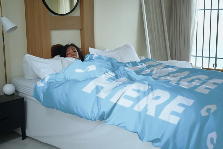 Sky Blue Blanket Mockup Template