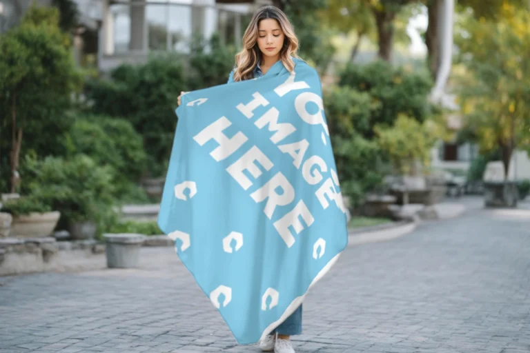 Sky Blue Blanket Mockup Template