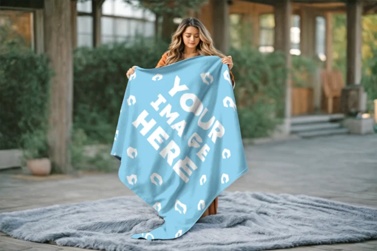 Sky Blue Blanket Mockup Template