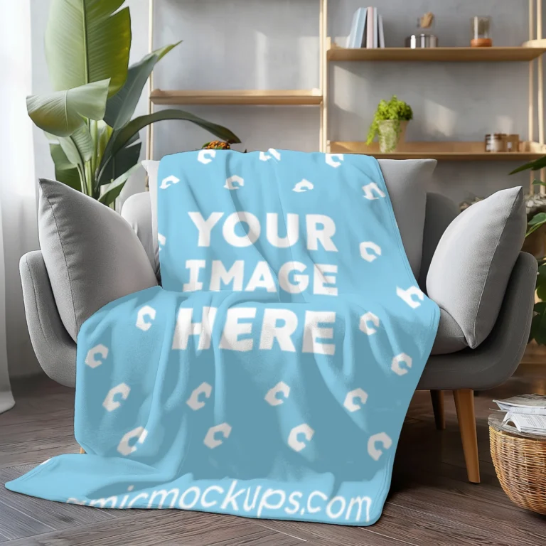 Sky Blue Blanket Mockup Template
