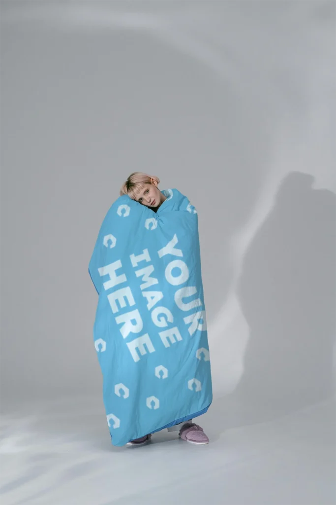 Sky Blue Blanket Mockup Template