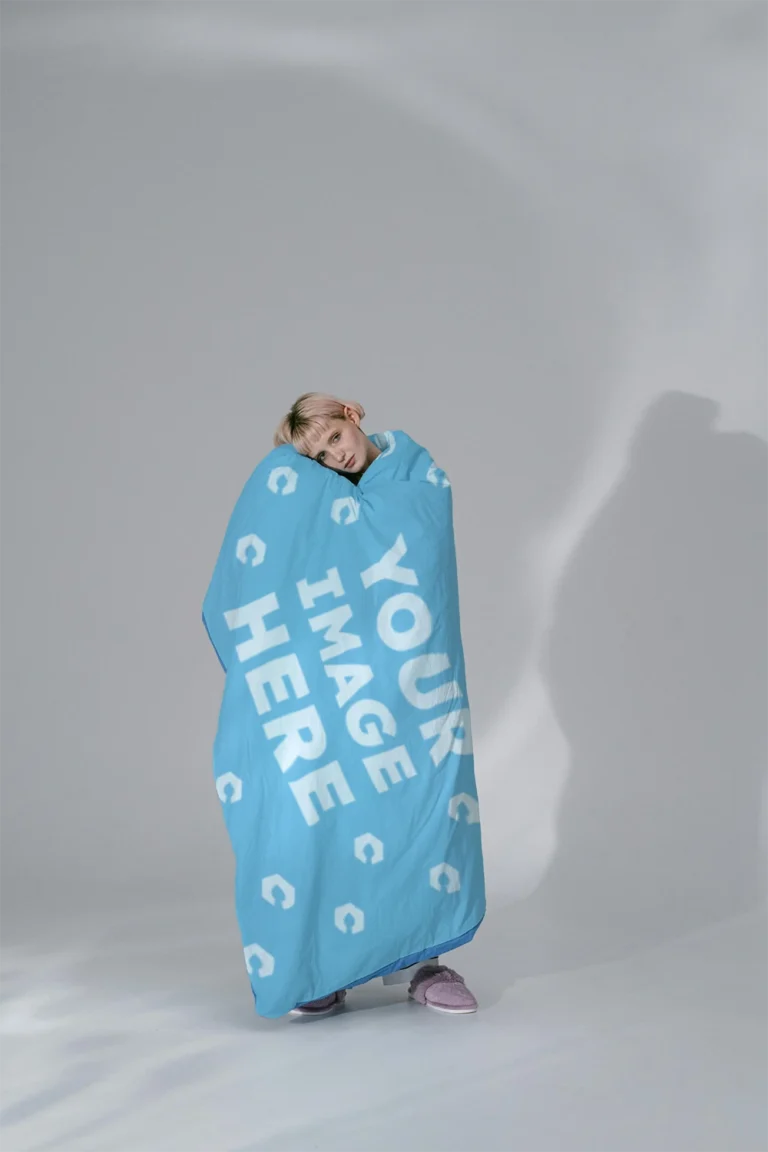 Sky Blue Blanket Mockup Template