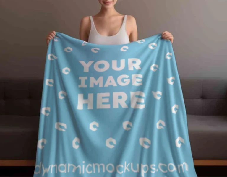 Sky Blue Blanket Mockup Template