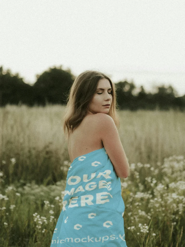 Sky Blue Blanket Mockup Template